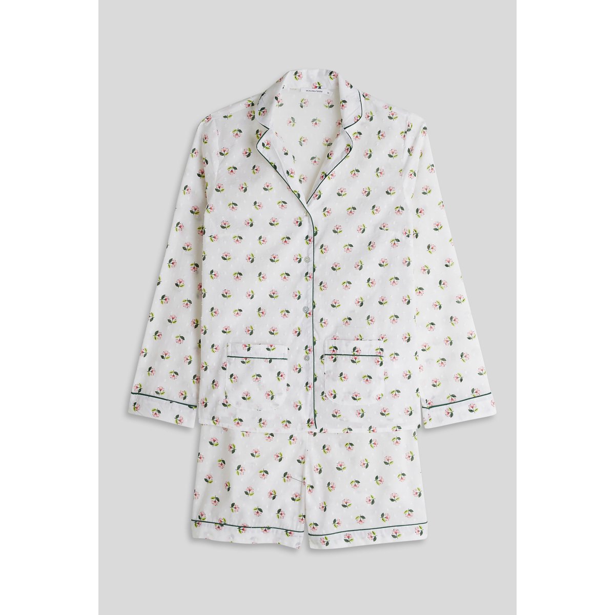 MONOPRIX - Pyjashort imprimé en coton plumetis, Bio - BLANC - Feminin blanc, MONOPRIX