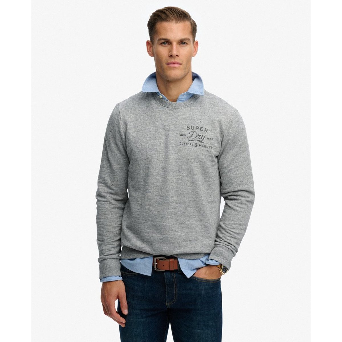 Sweatshirt Cutters And Makers Coupe Décontractée gris athlétique chiné, SUPERDRY