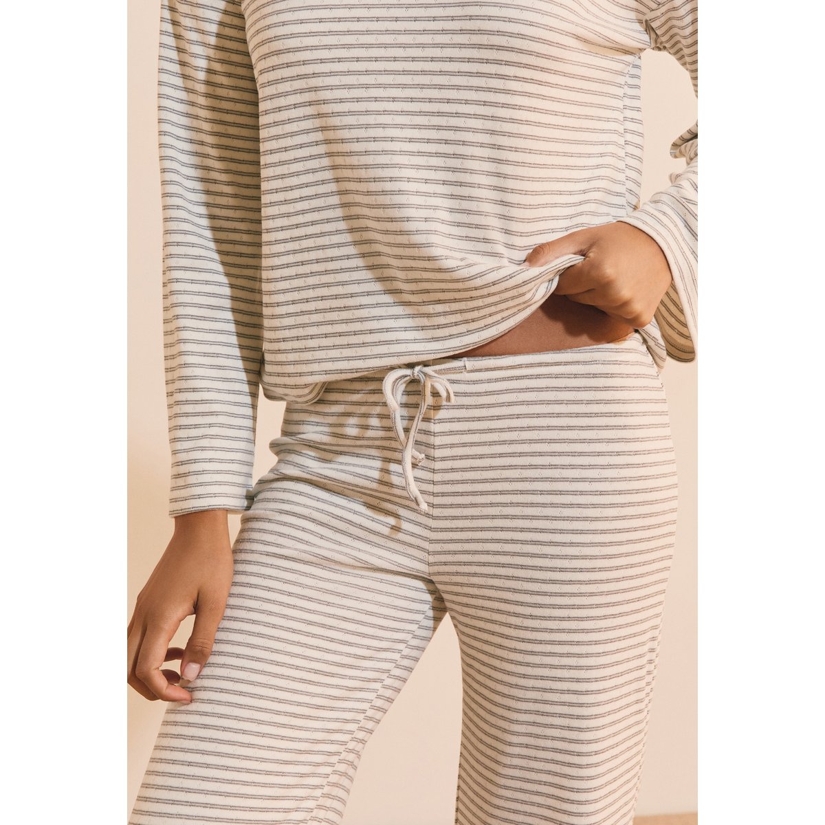 Pantalon de pyjama à rayures avec cordon de serrage BENO gris, ETAM