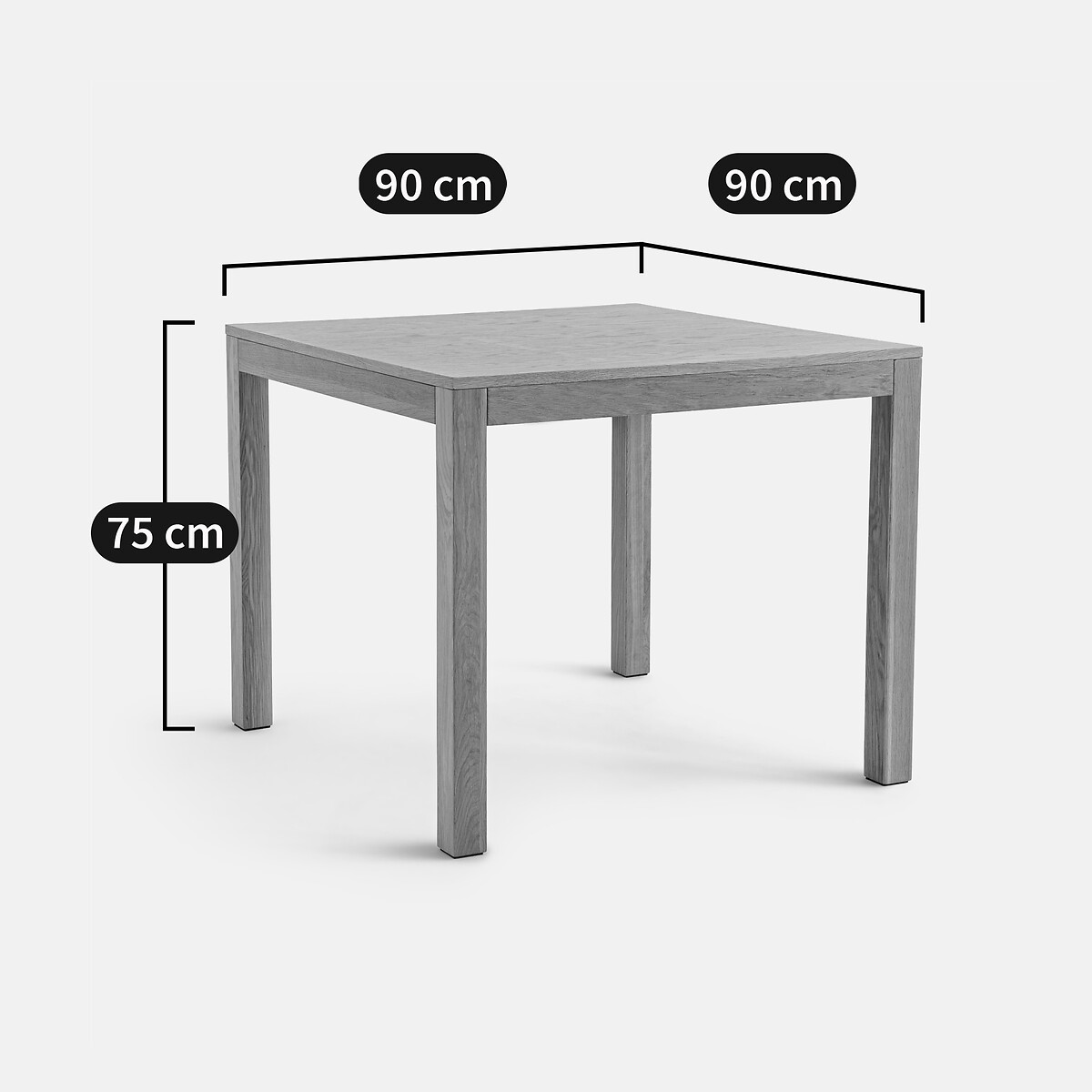 Table à manger, carrée, bords droits, en chêne et plaqué, 2 à 4 couverts, NUSSO coloris chêne, LA REDOUTE INTERIEURS