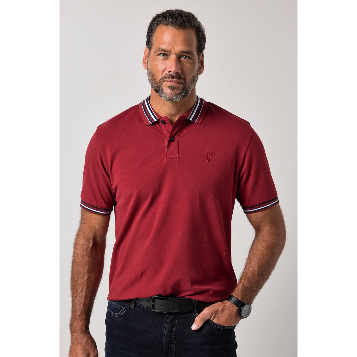 Polo en piqué rouge bordeaux, JP1880