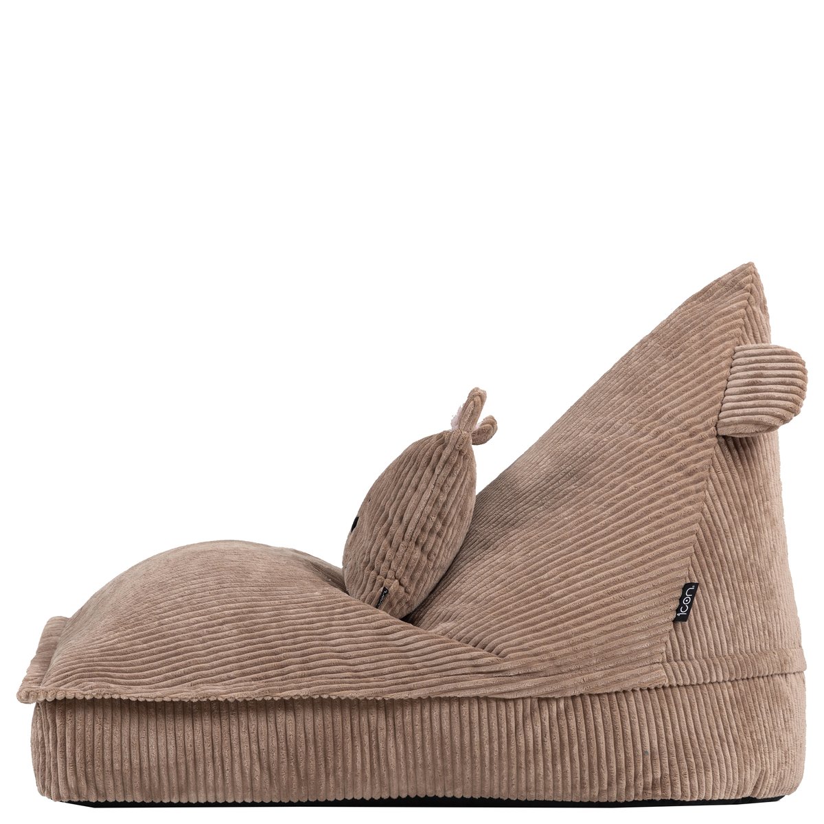 Pouf chauffeuse animal avec coussin ours pour enfant en velours côtelé Oeko-Tex® brun marron ours, ICON