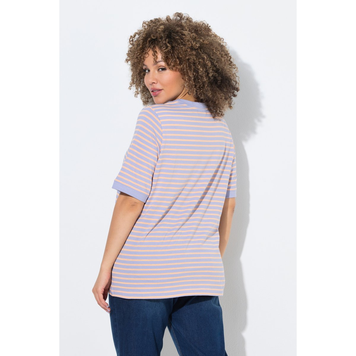 T-shirt rayé, coupe Classic Fit lavande, ULLA POPKEN