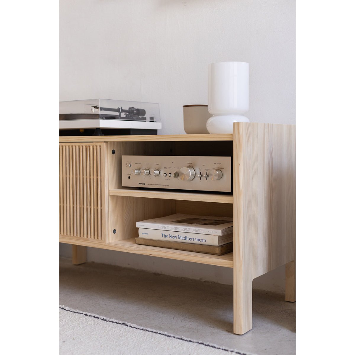 Meuble TV en pin massif non verni MENDIA PETIT bois clair, NAAN FURNITURE