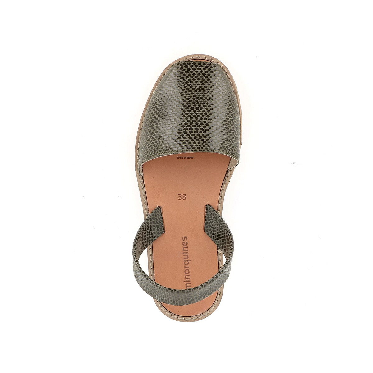 Sandales plates en cuir Avarca kaki, MINORQUINES