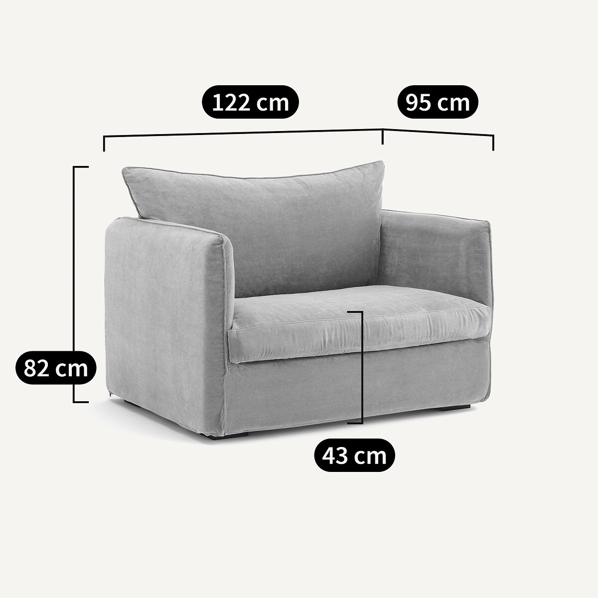 Fauteuil XL lin froissé, Neo Chiquito blanc, AM.PM
