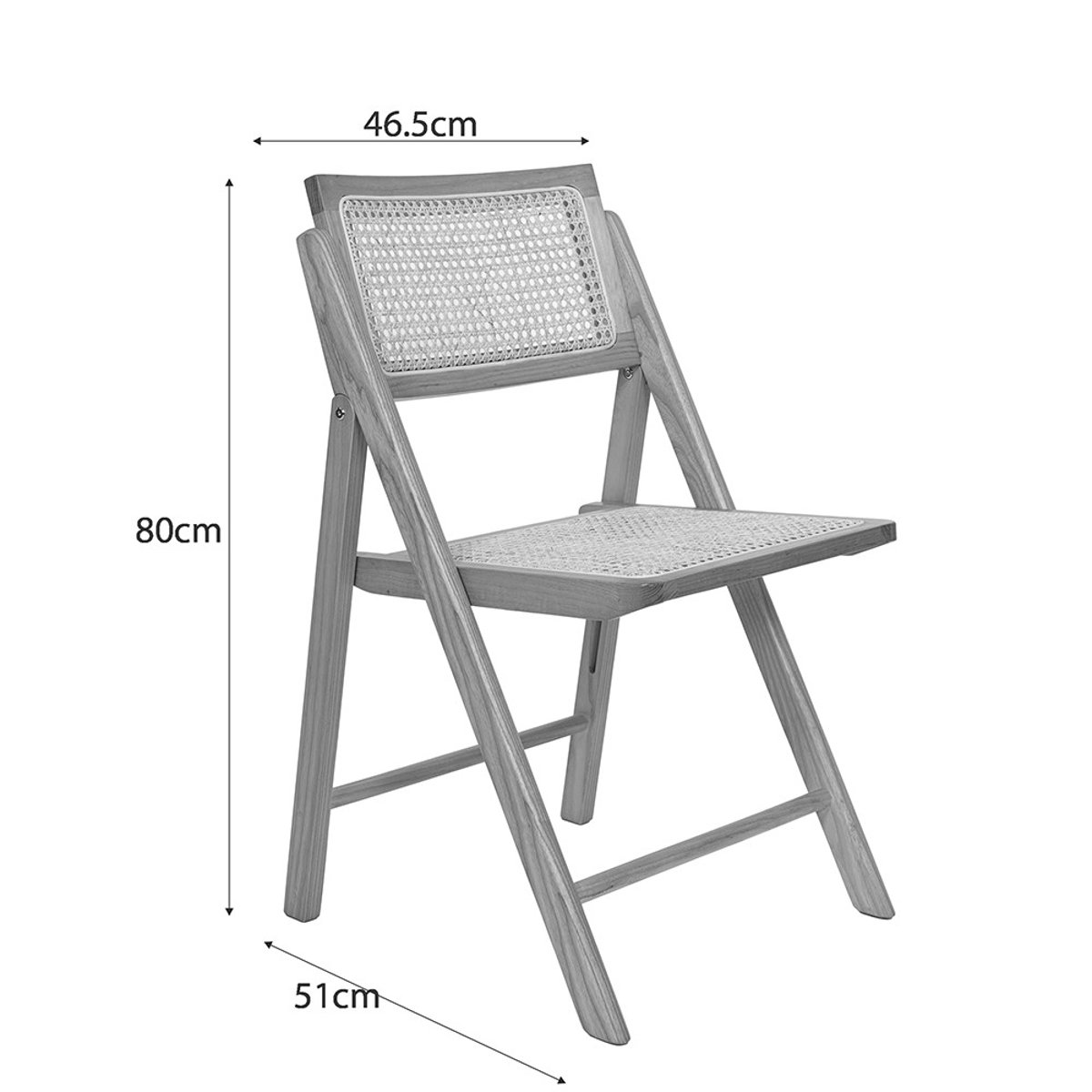 Chaise pliante en cannage et bois- PAULA bois clair, DRAWER