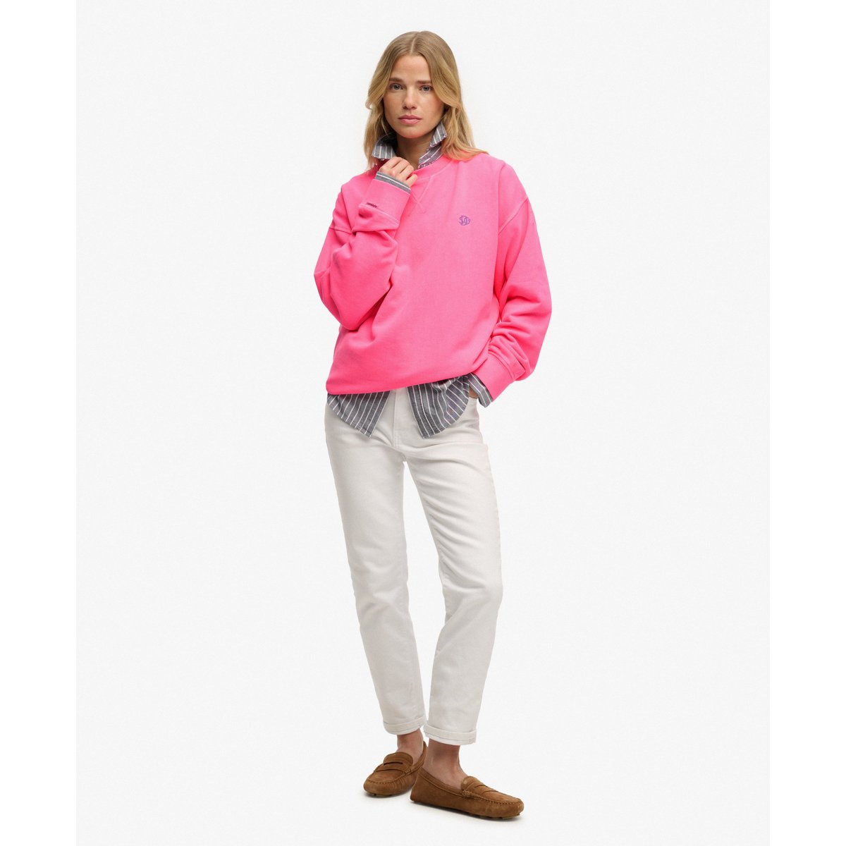 Sweatshirt Studios Coupe Décontractée rose fluo dry, SUPERDRY