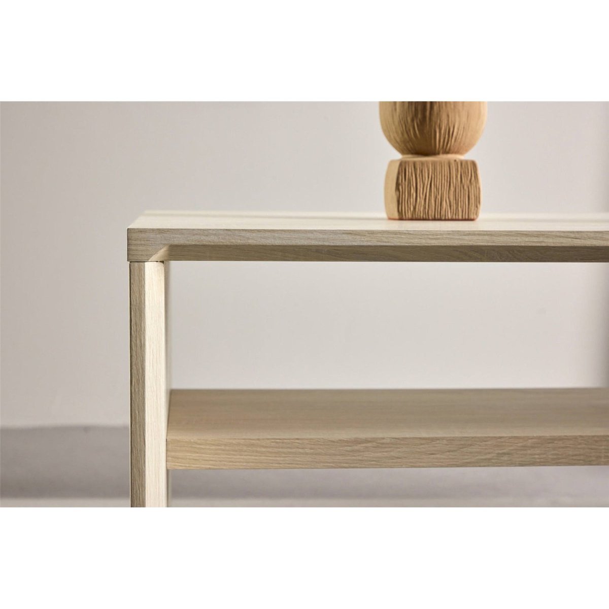 Table basse rectangulaire avec rangement LORREN chêne blanchi, RECOLLECTION