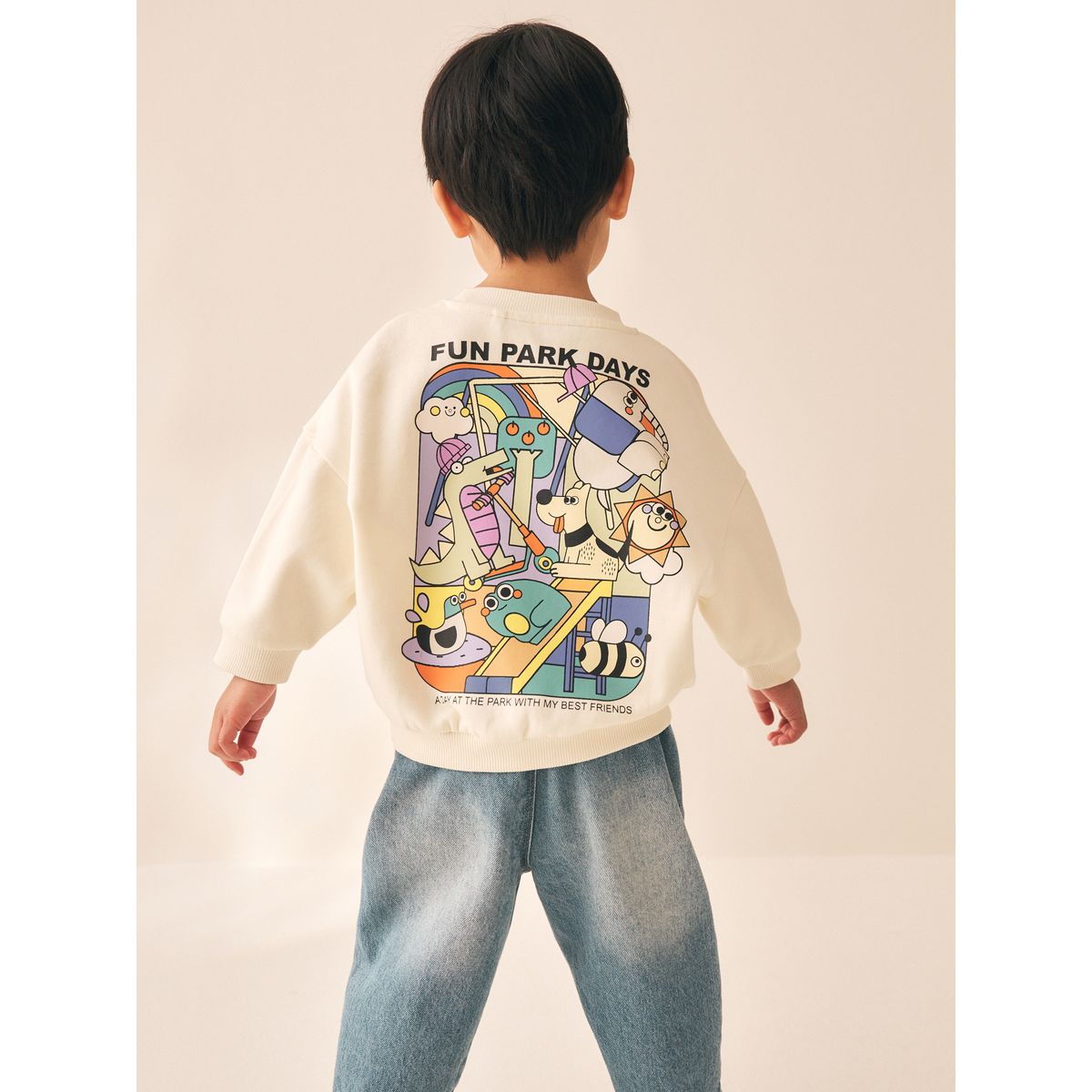 Sweat ras du cou avec motif au dos écru, NEXT
