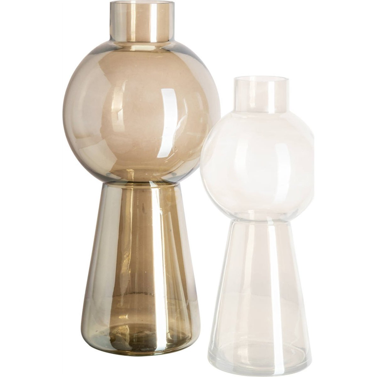 Vase en verre soufflé au design sculptural verre fumé ambré, RECOLLECTION