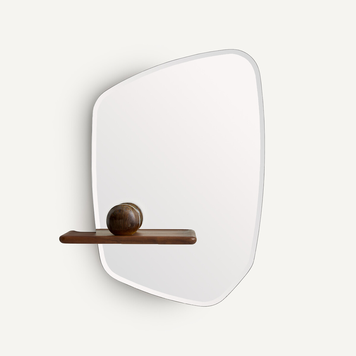 Miroir asymétrique à tablette en noyer, hauteur 88,7 cm, NELLA noyer, AM.PM