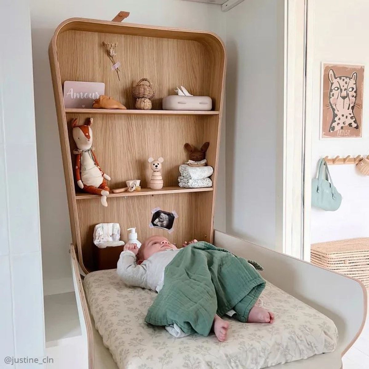 Housse de matelas à langer Noga + 2 langes vert, CHARLIE CRANE