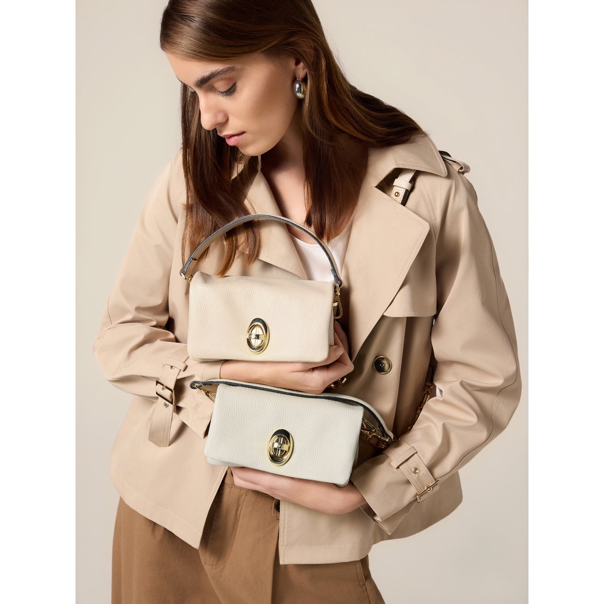 Borsa crossbody in vera pelle rose, OLTRE