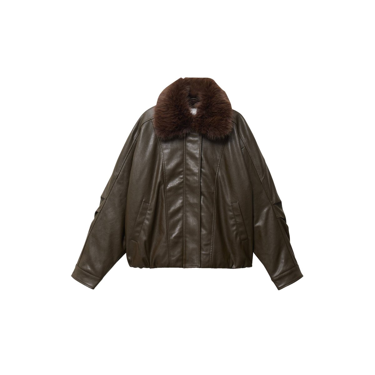 Blouson oversize manches longues vert olive, BONOBO
