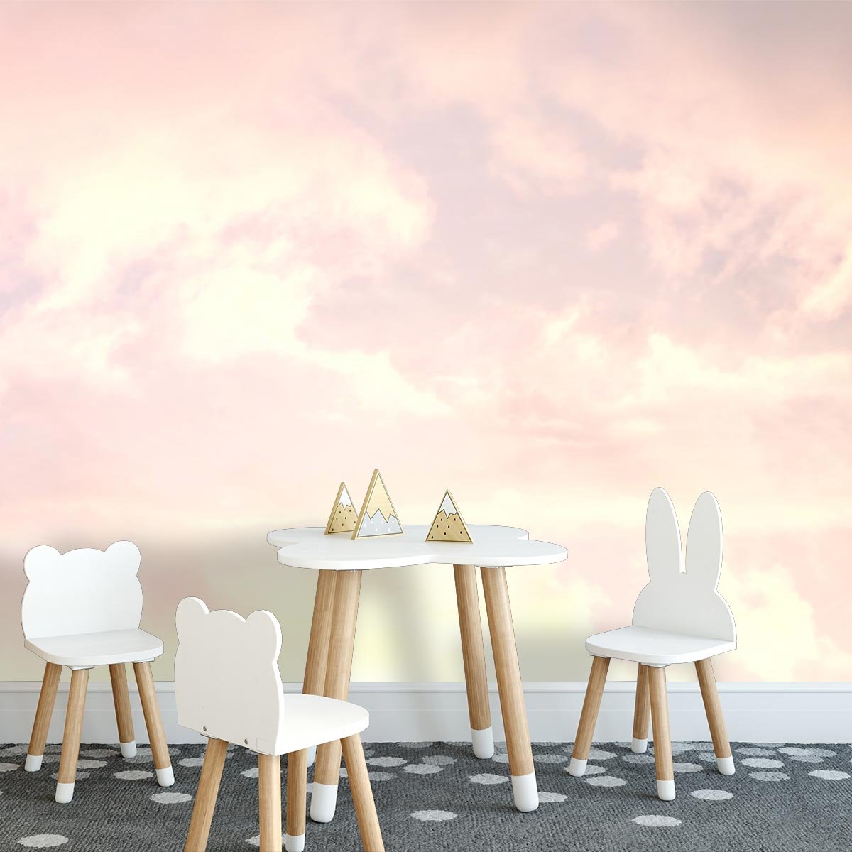 Papier peint panoramique Aube rose intissé, HEXOA
