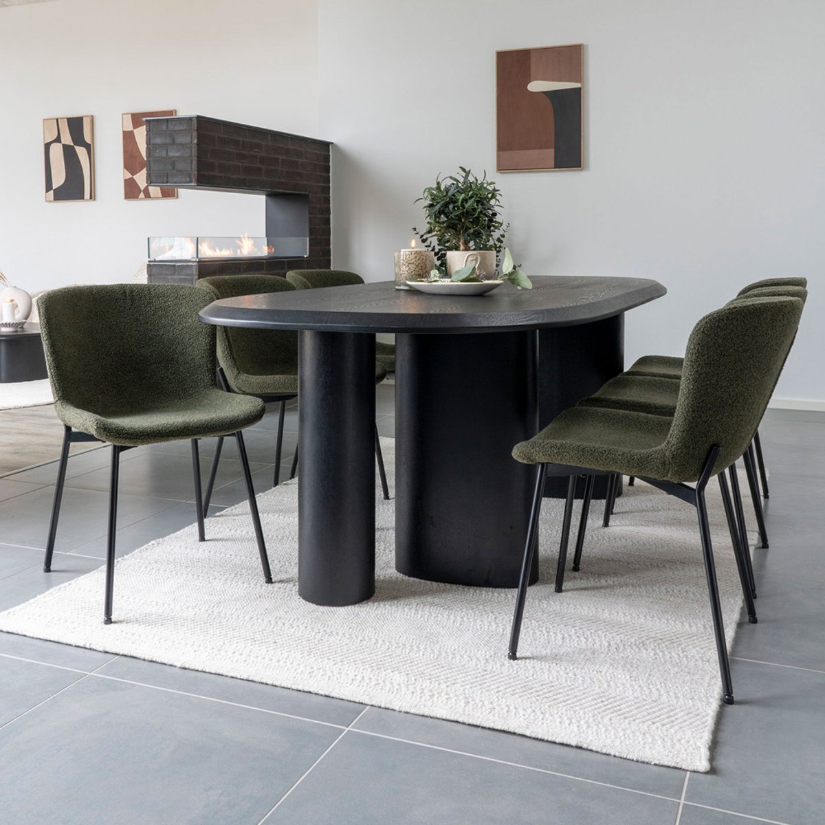 Table à manger 8 personnes ovale en bois- TIRANO noir, HOUSE NORDIC