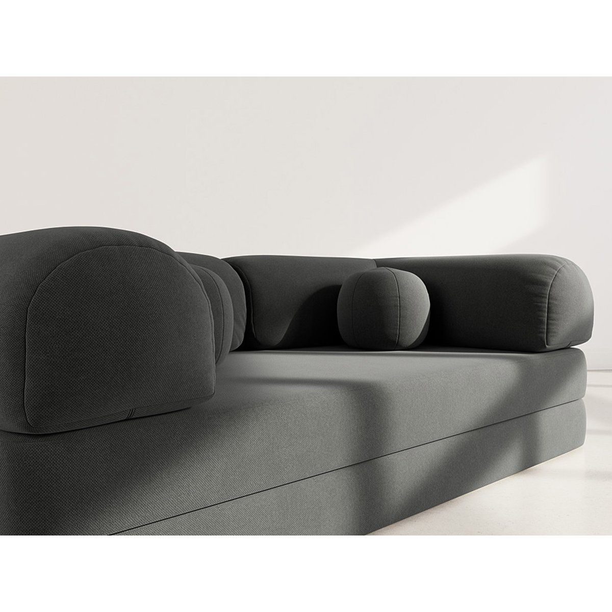 Canapé 3pl convertible en velours texturé, NEBULA gris, BEST MOBILIER