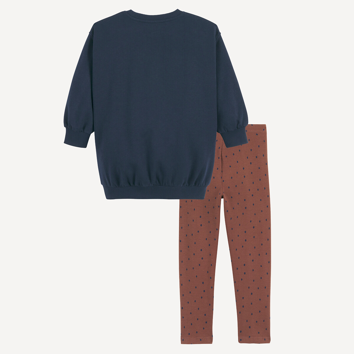 Ensemble sweat + legging en molleton imprimé marron + bleu marine, LA REDOUTE COLLECTIONS