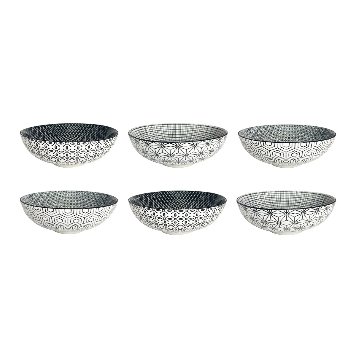 Lot de 6 assiettes creuses, KOMAE noir, ARTIME