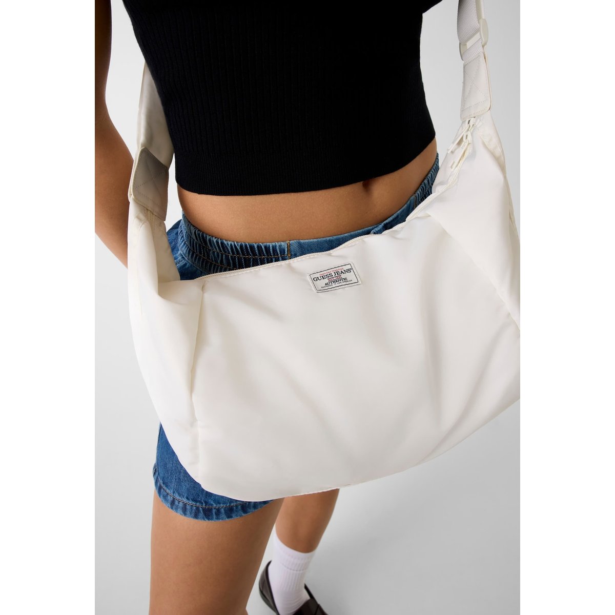 Grand Sac Bandoulière En Nylon blanc, GUESS JEANS