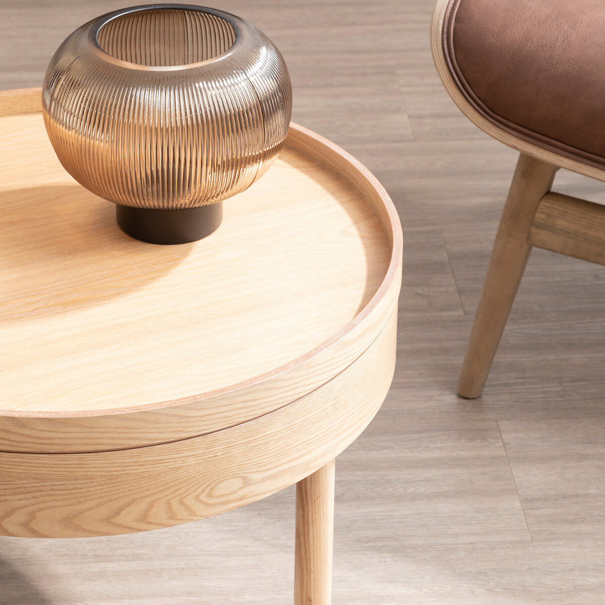 Scandi Wood Storage Side Table natural, SO'HOME