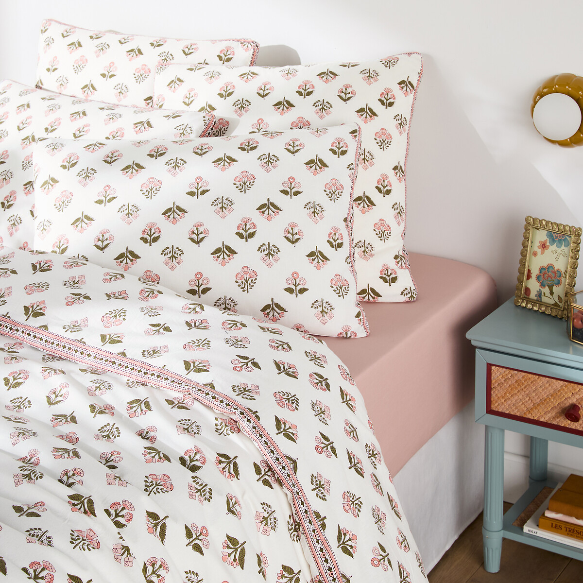 Housse de couette en coton lavé, imprimé fleurs, VANDI ECRU imprimé fond écru, LA REDOUTE INTERIEURS