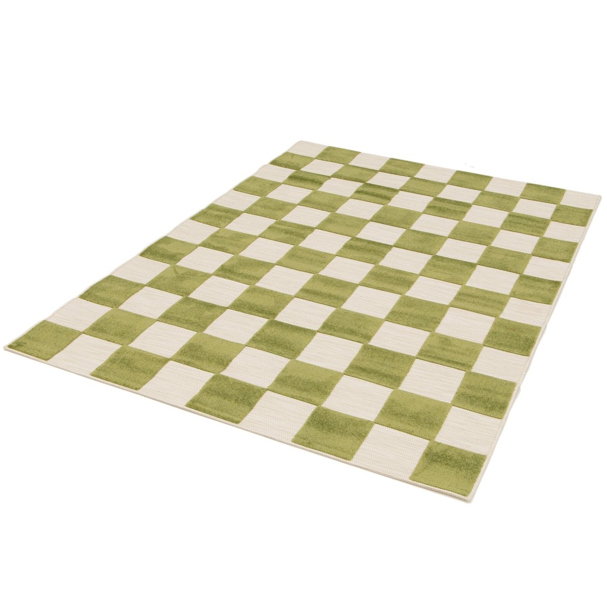 Tapis enfant avec effet sculpté PETITS CARREAUX vert naturel, AFK LIVING