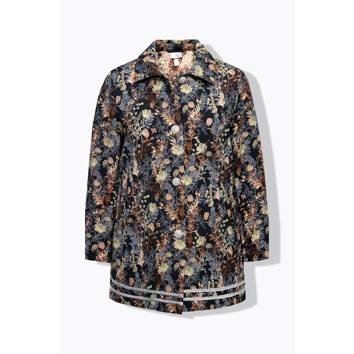 Veste à col chemise, tissu Jacquard à motif noir, ULLA POPKEN