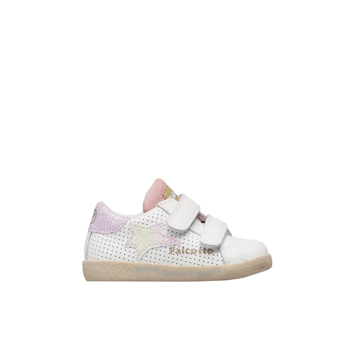 Sneakers en cuir et tissu ALNOITE 2 VL. blanc-lilas-, FALCOTTO
