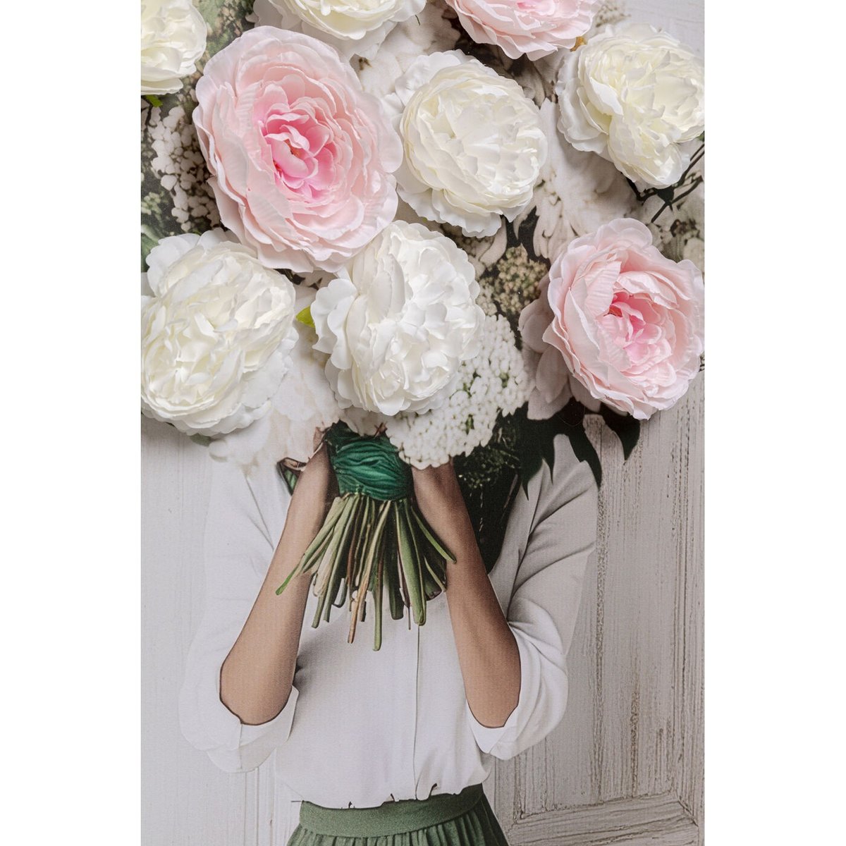 Tableau femme bouquet 3D printemps blanc, KARE DESIGN