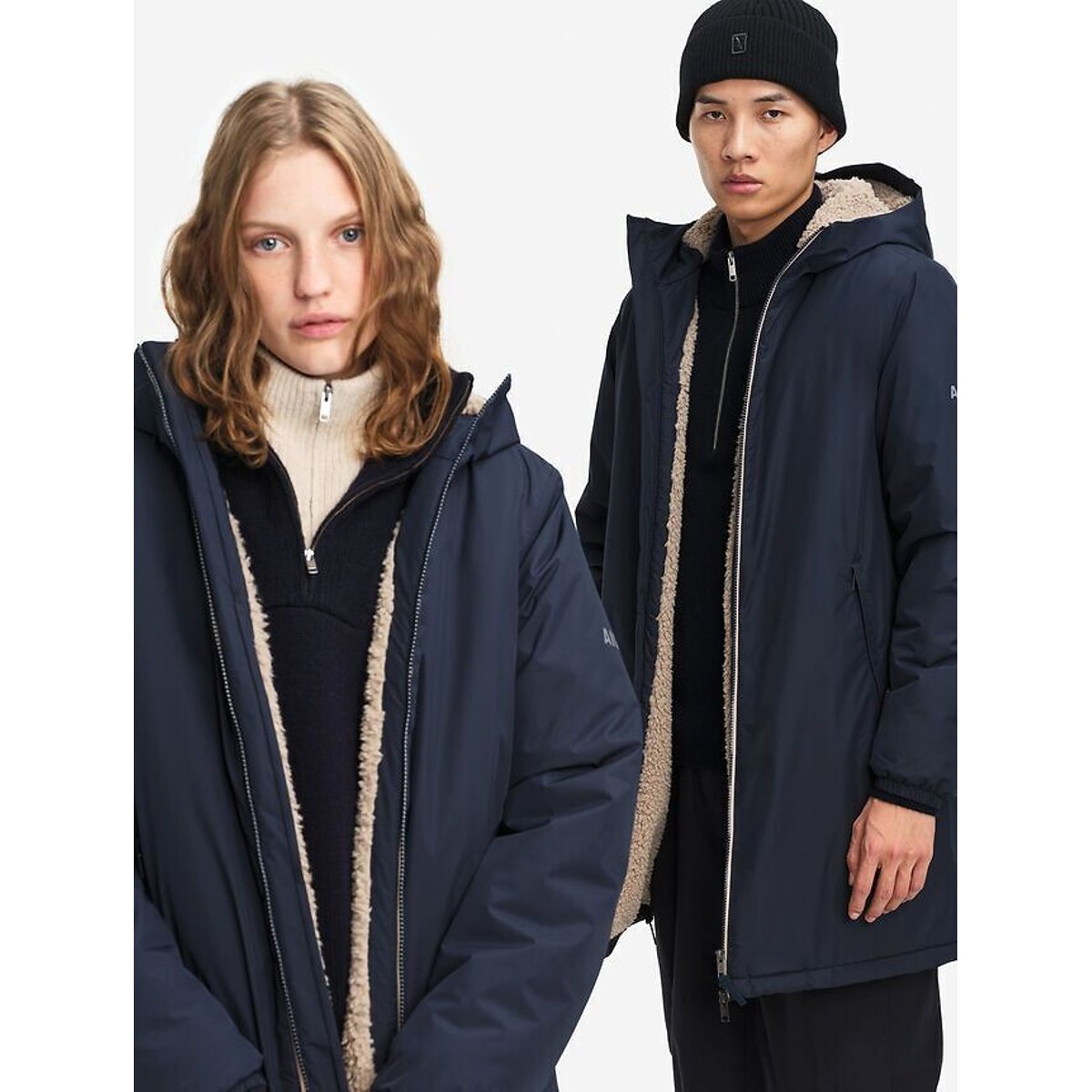 Parka Rainpack 90+ acolchada, con forro de sherpa MTD REPREVE azul marino, AIGLE