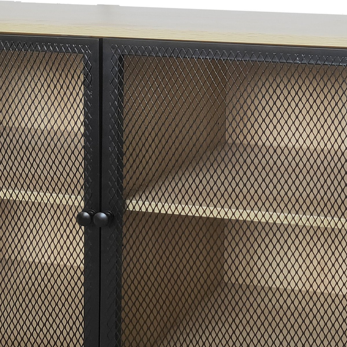 Buffet bois et portes en métal grillagé 100x40x75cm bois, WADIGA