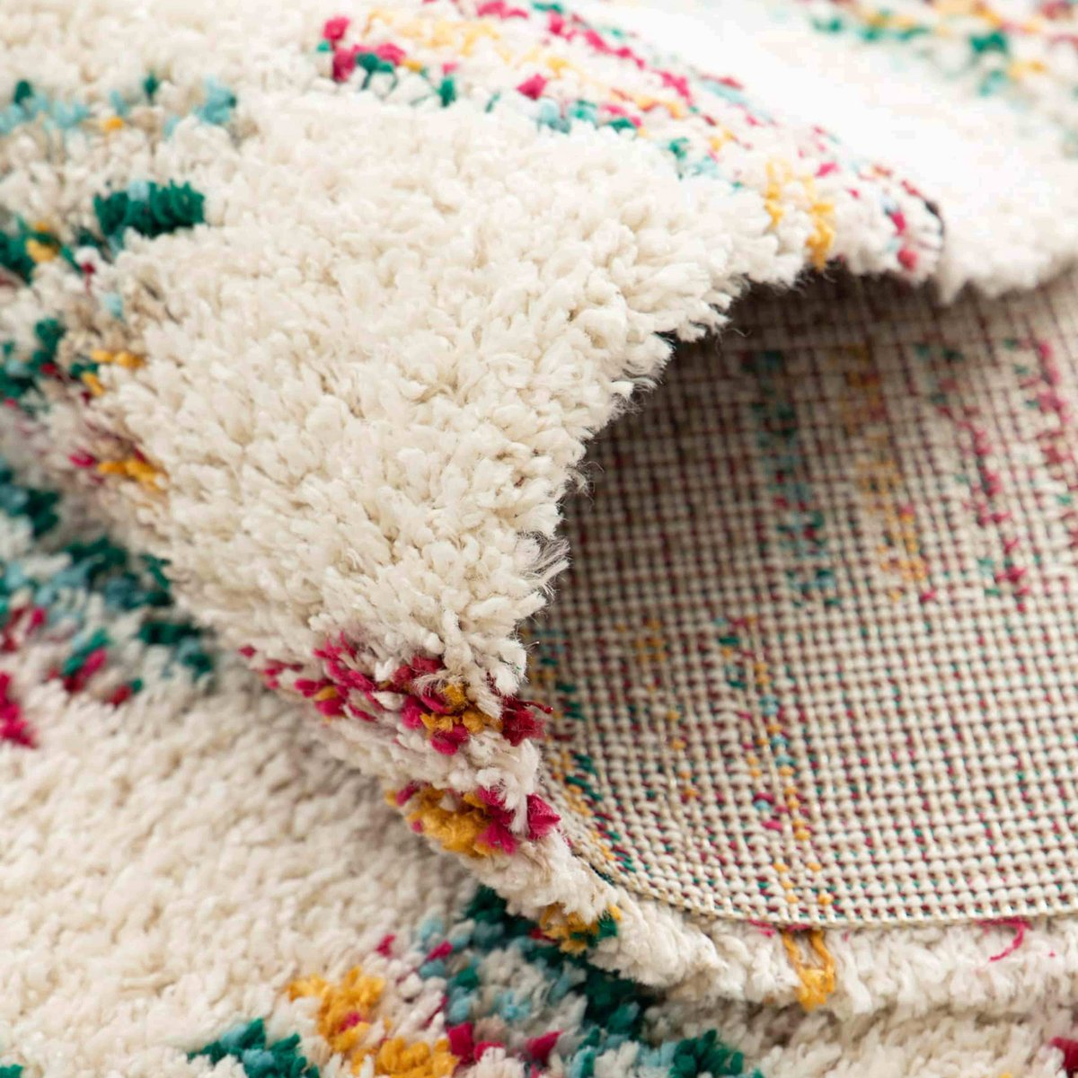 Tapis shaggy rectangulaire en polypropylène, CANDY blanc, OVIALA