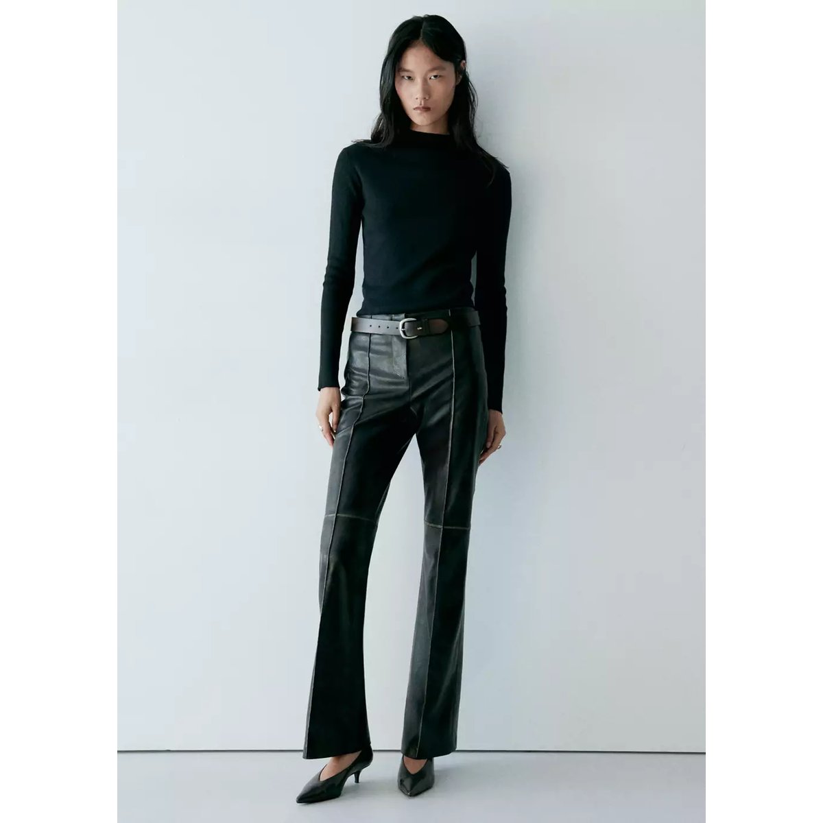 Pull-over maille col montant noir, MANGO