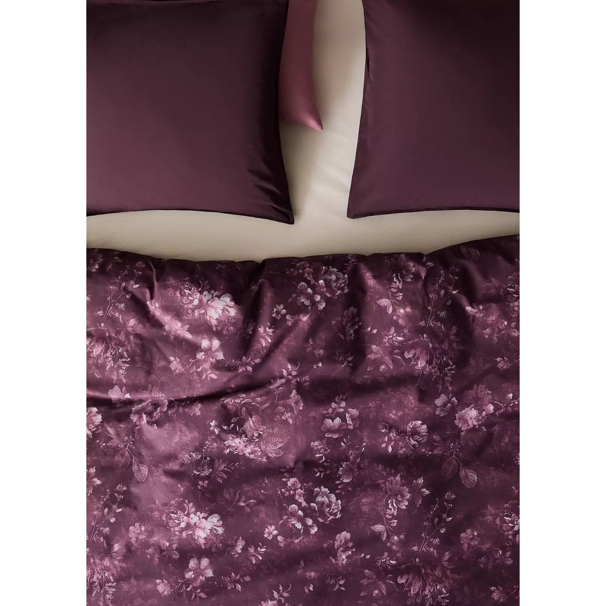 Housse de couette 100 % percale de coton Lit 135/140 cm lie de vin, MANGO HOME