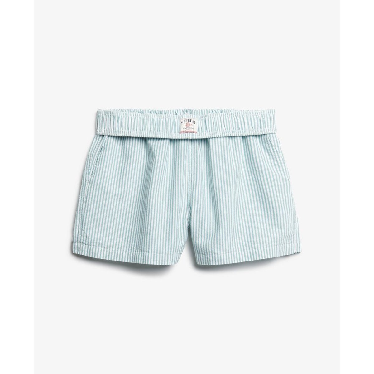 Short Rayé en Coton Bio Coupe Classique rayé craie menthe poivrée, SUPERDRY