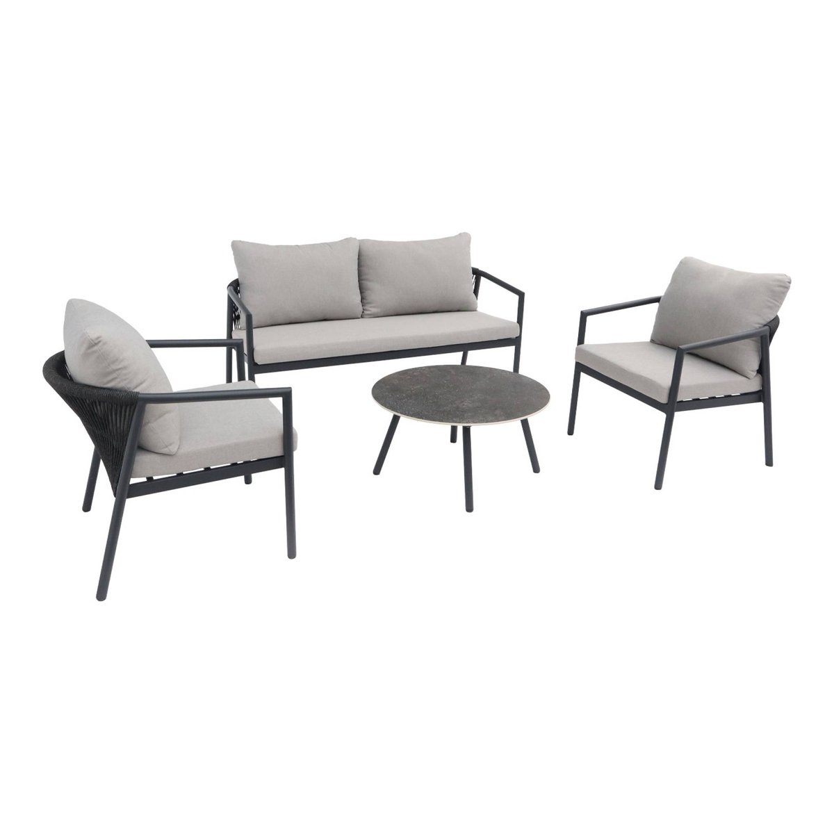Salon de jardin aluminium et cordes 4 places KORAVA gris, SWEEEK