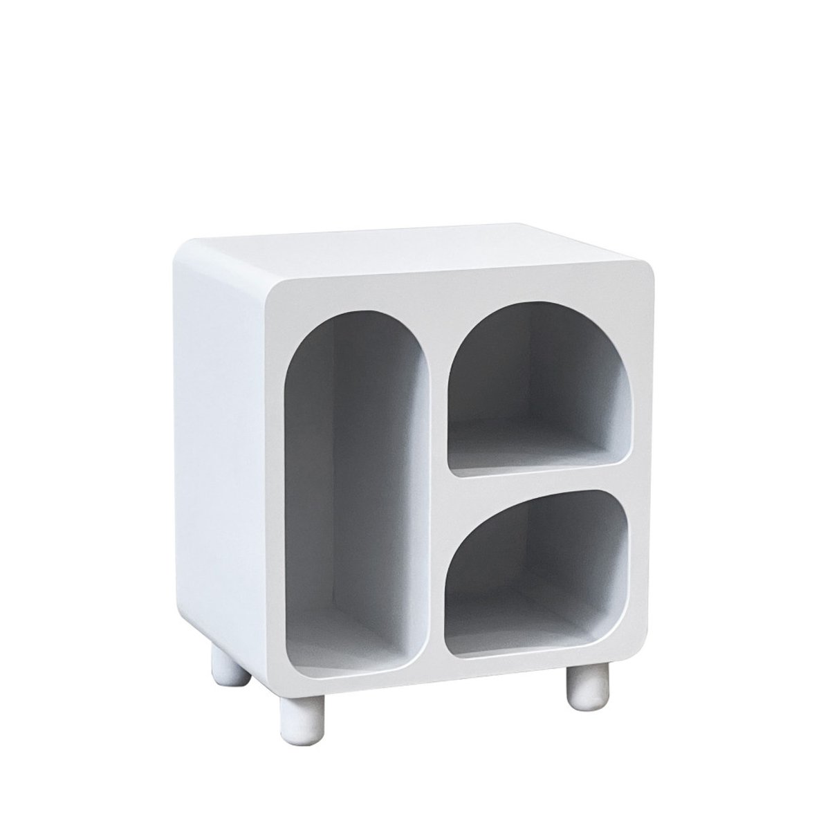 Table de chevet 3 niches en bois- RICHIE blanc, DRAWER