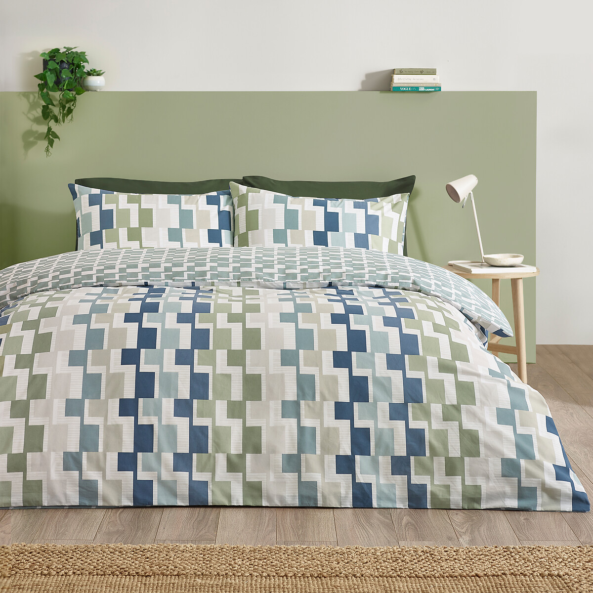 Bryson Geo Reversible Duvet Cover And Pillowcase Set blue, CATHERINE LANSFIELD