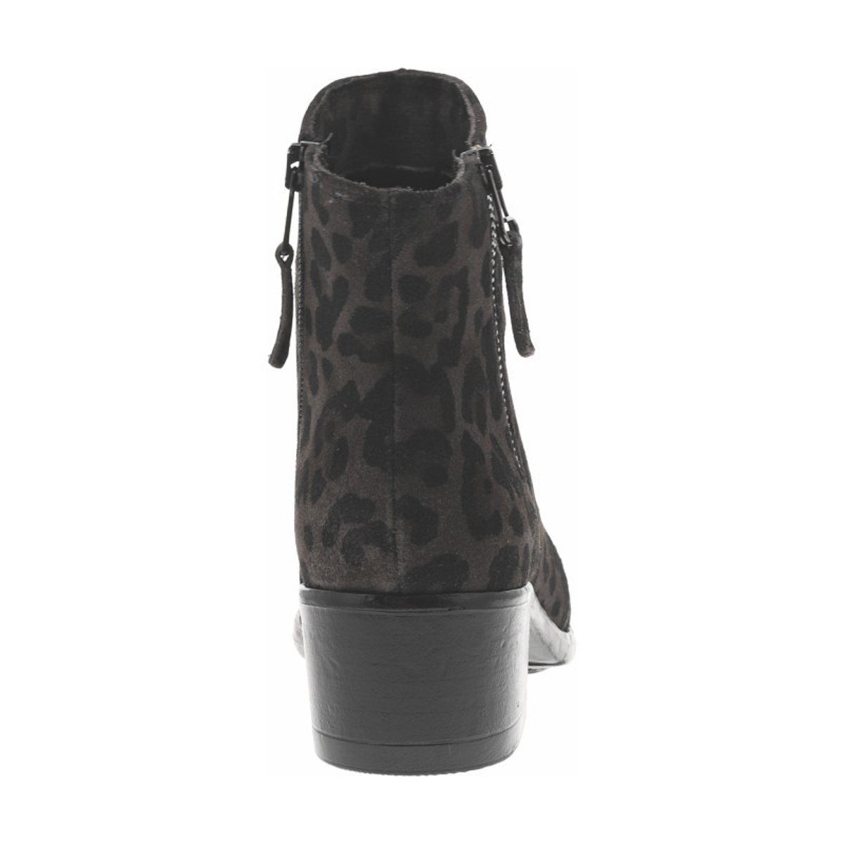 Boots en cuir léopard avec semelle à talon décroché moyen et à zip léopard, MJUS