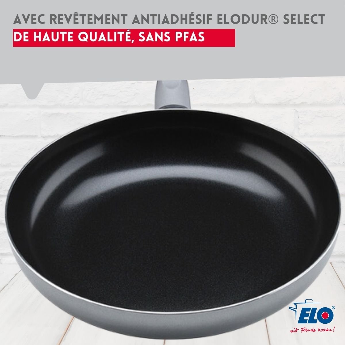 Poêle tous feux 32 cm sans PFAS DUCATO gris,noir, ELO