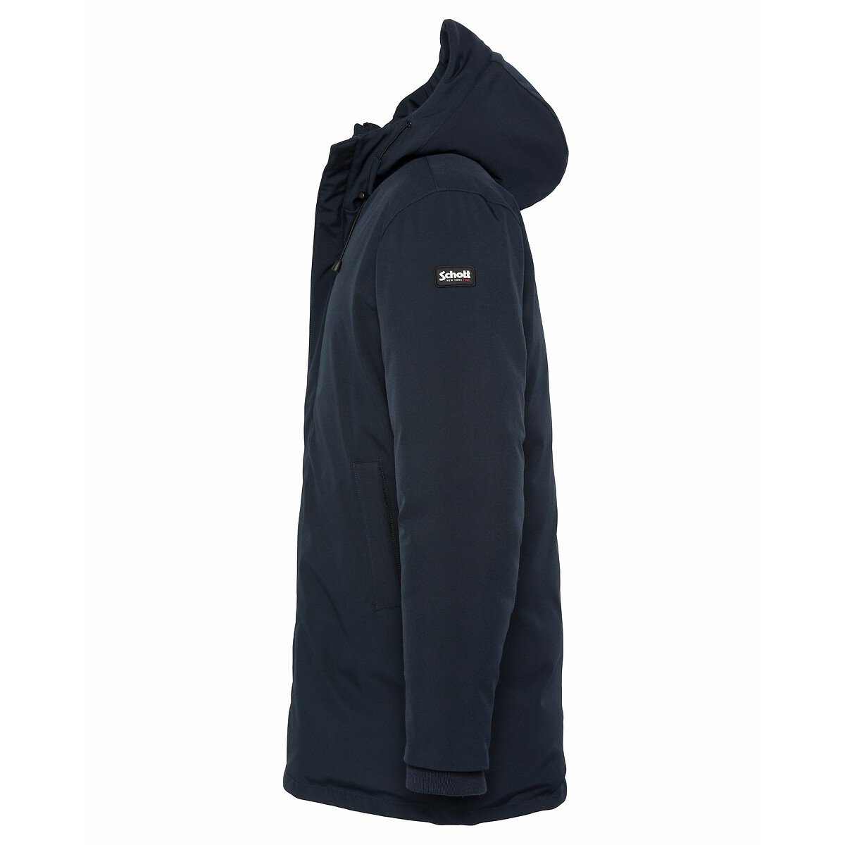 Eljin coat with padded lining and sherpa hood navy blue, SCHOTT