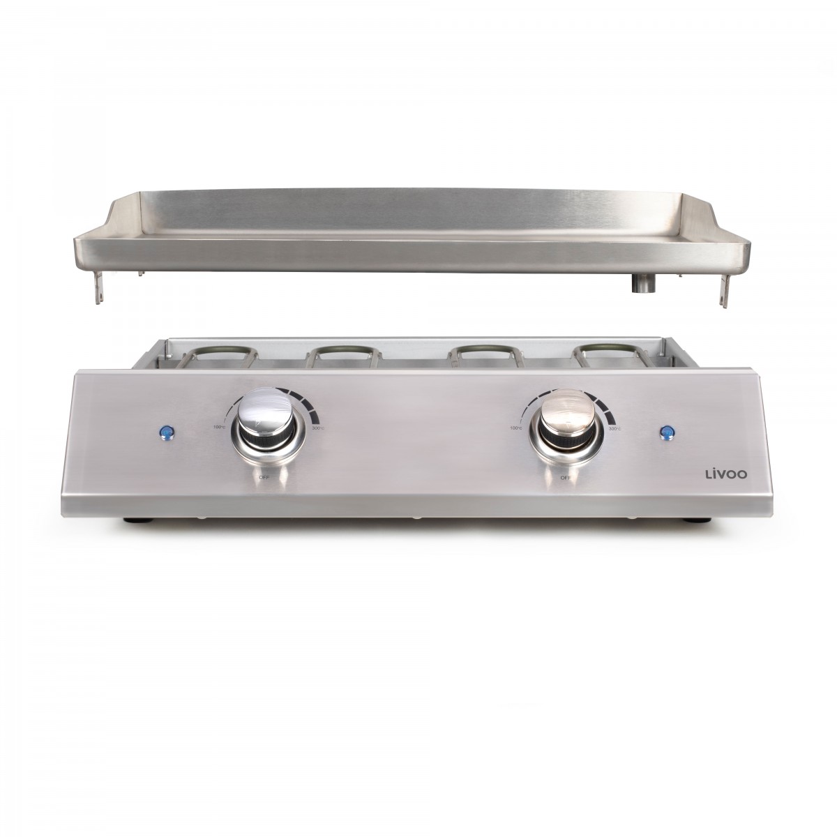 Plancha électrique inox 2 thermostats couleur unique, LIVOO