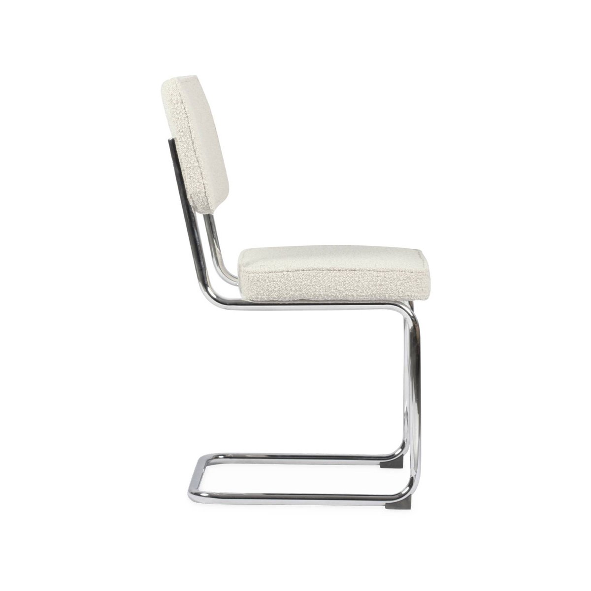 Chaise cantilever acier et bouclette texturée (lot de 2) MAJA blanc cassé, SWEEEK