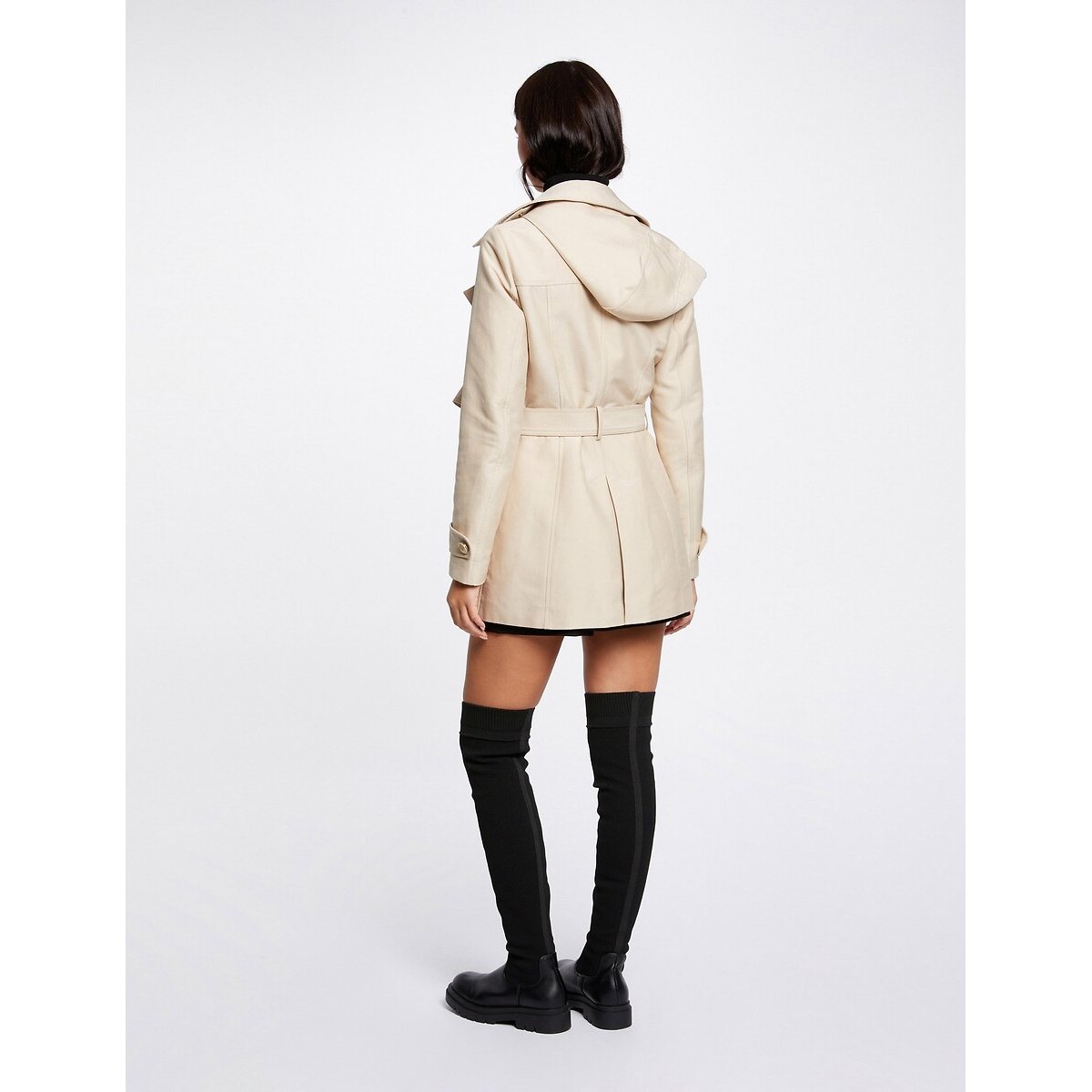 Trench à capuche, mi-long beige, MORGAN