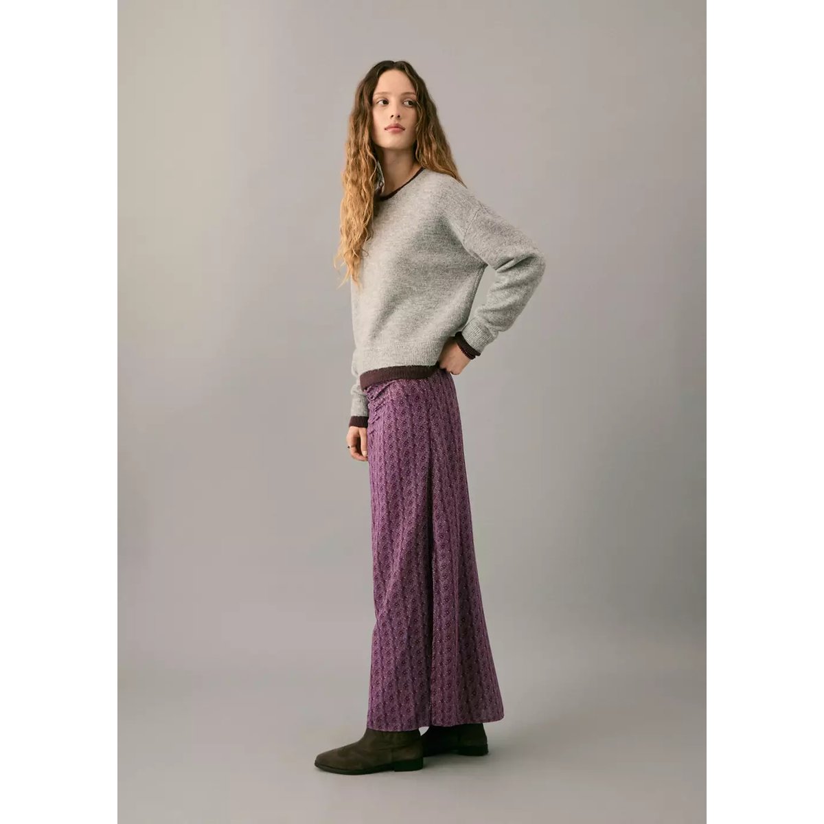 Jupe longue imprimée rose pâle, MANGO TEEN