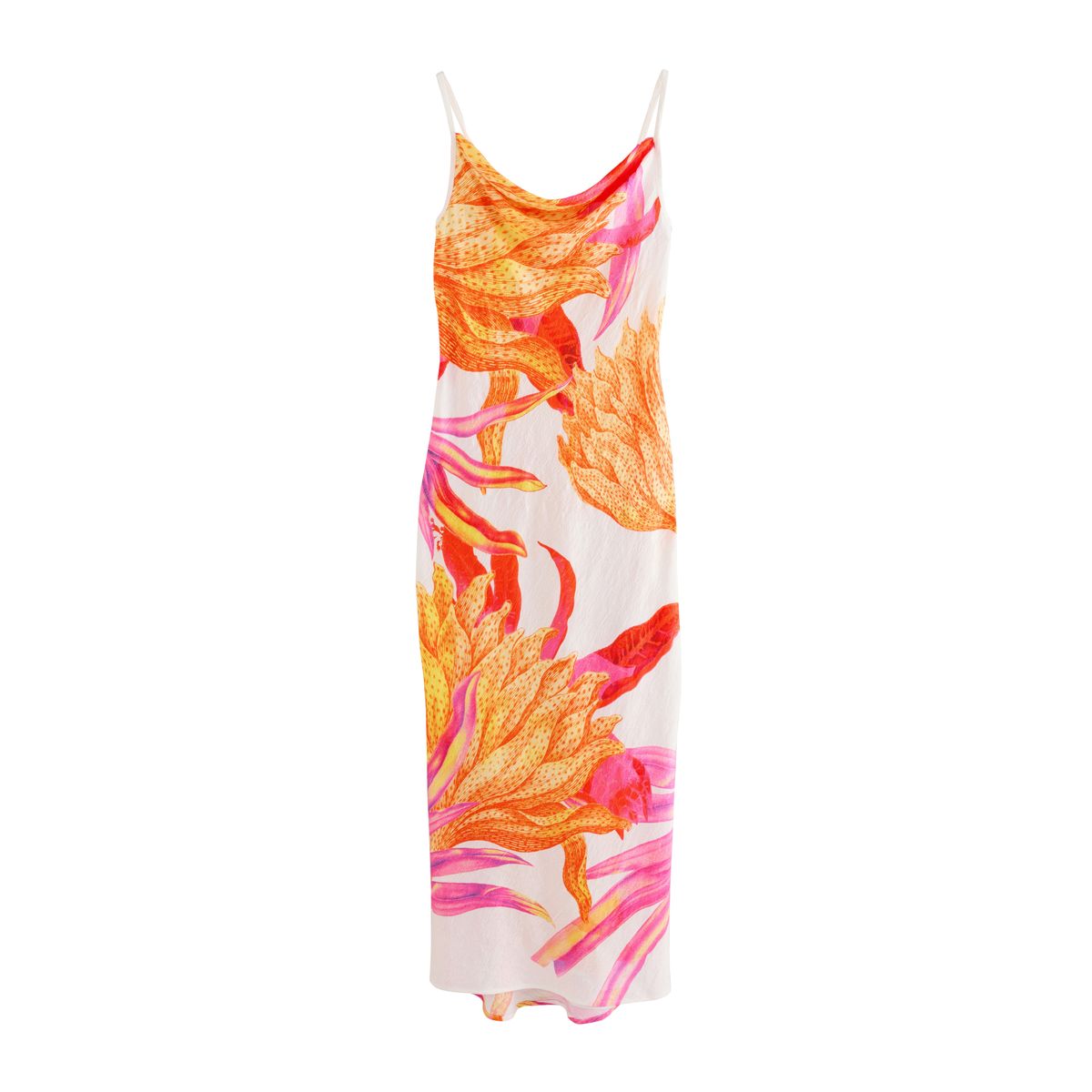 Robe longue à col drapé avec bretelles collection kew tropical, NEXT
