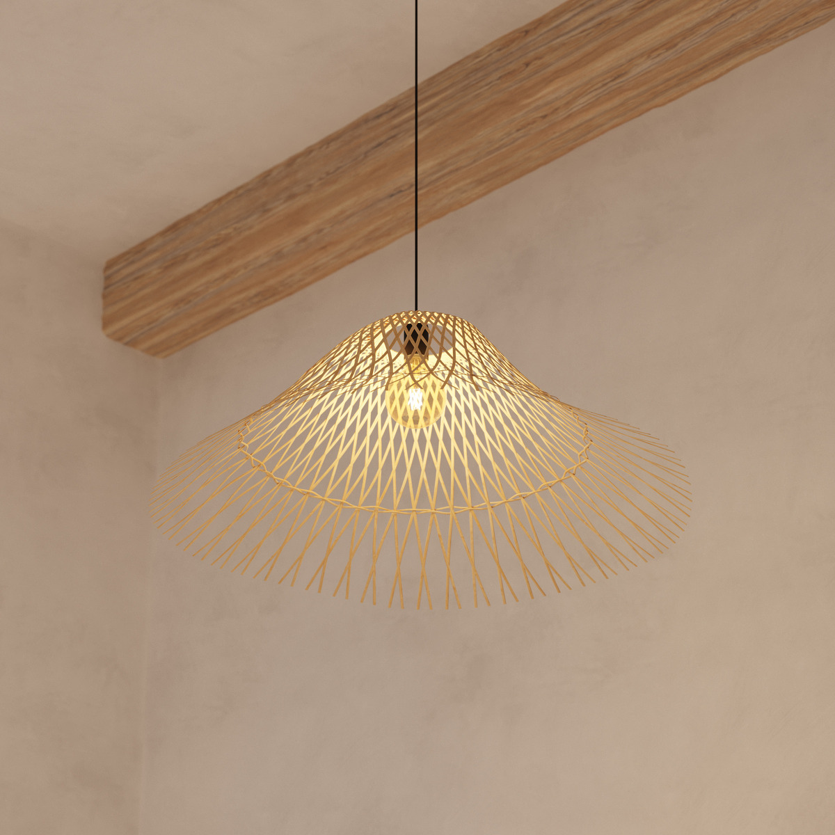 Suspension bambou vannerie MOXA beige, ATMOSPHERA