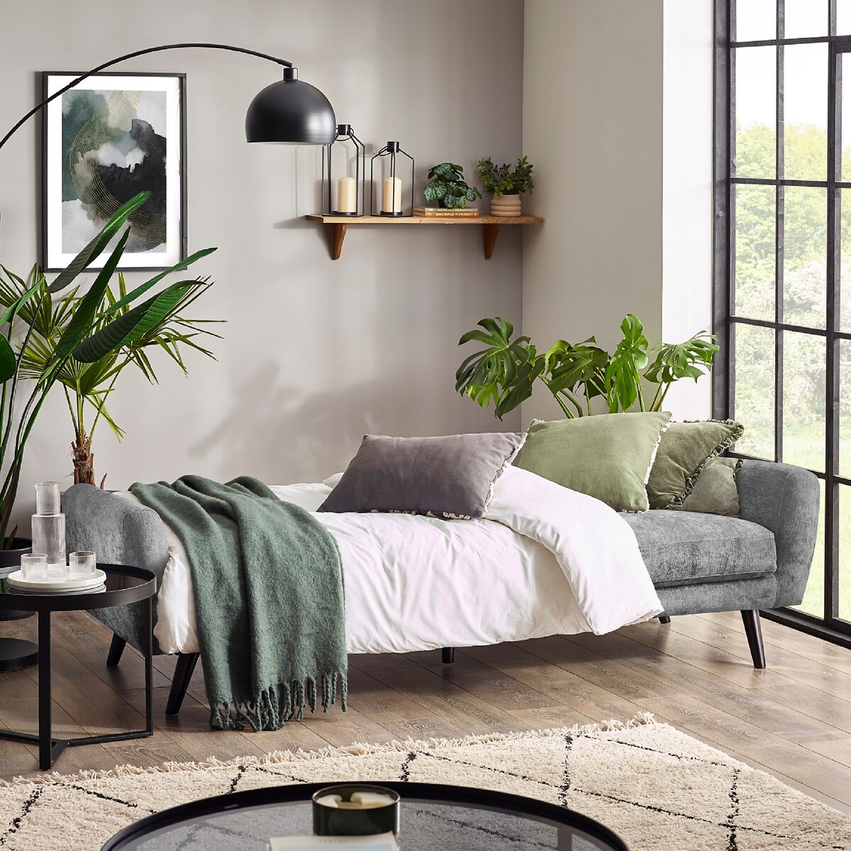 Edie Chenille 2 Seater Sofa Bed grey, SO'HOME